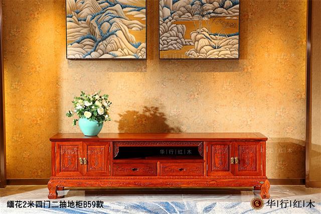 缅花2米四门二抽地柜B59款